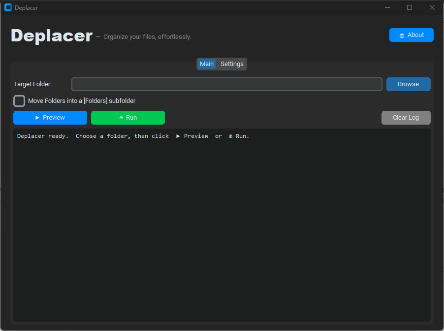 Deplacer application screenshot